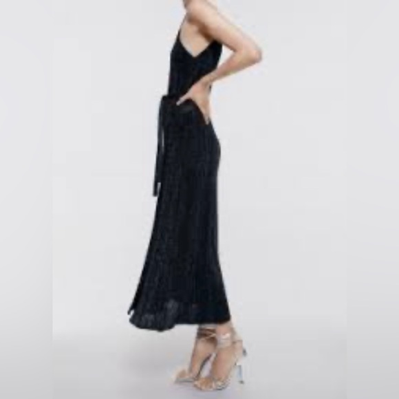 midi length sequin dresses PatBO BOSSA SEQUIN PLUNGE MIDI DRESS